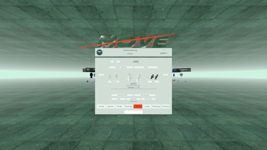 MOVE wearable selection in the Mint tiles room