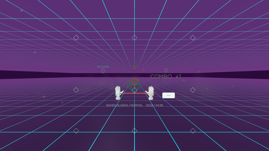 MOVE rhythm gameplay in the Neon dusk room